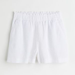 H&M White Linen Shorts with Elastic Waist Band
